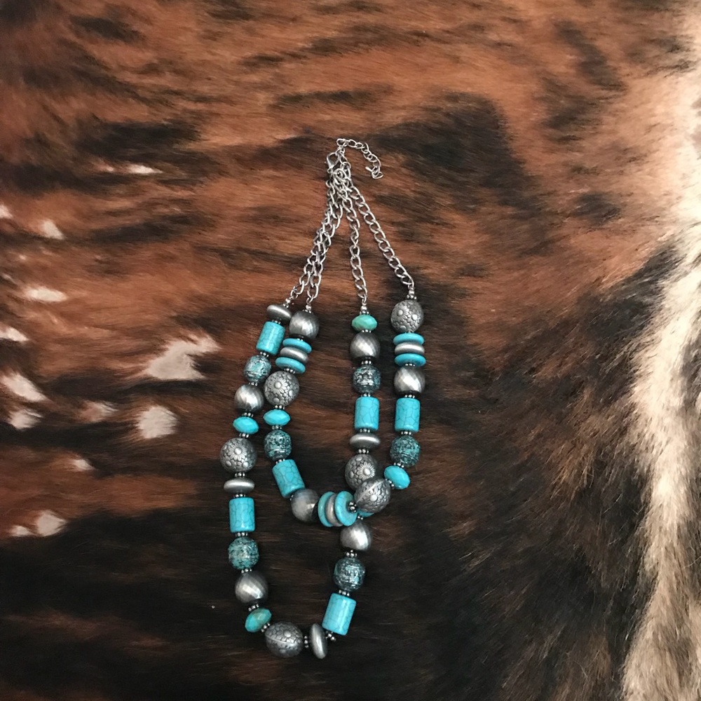 Turquoise and silver necklace